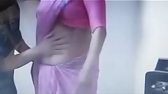 Indian old aunty wearing saree then fucks with a guy