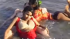 Amazing Indian Babes At Beach Fucking Stud Taking Cumshots On Their Boobs